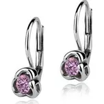 ZB3997-P Stříbrné náušnice kytičky, světle růžové zirkony - květiny