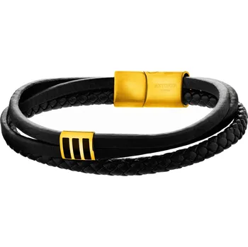 Náramek Náramek z ušlechtilé oceli a kůže - AZ541-0898