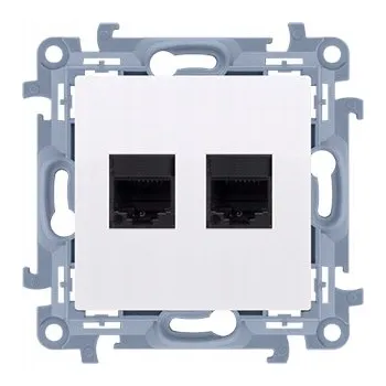 Elektrická zásuvka Počítačová zásuvka dvojitá RJ45 bílá Simon10 C52.01/11