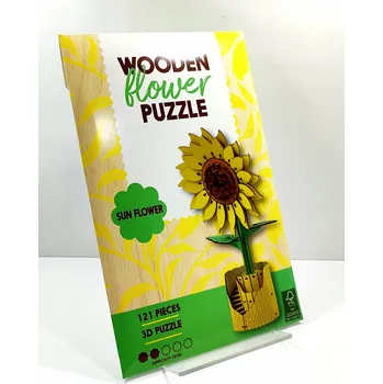 Obraz UDĚLEJ SI SÁM. DIY. DŘEVĚNÉ 3D PUZZLE. KVĚTINY. SLUNEČNICE