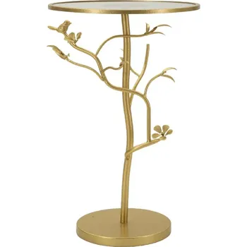 Konferenční stolek Odkládací stolek Birds 38 cm sklo zlatý