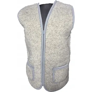 Dámská vesta Pánská vlněná vesta 100% přírodní ovčí vlna šedá teplá - M