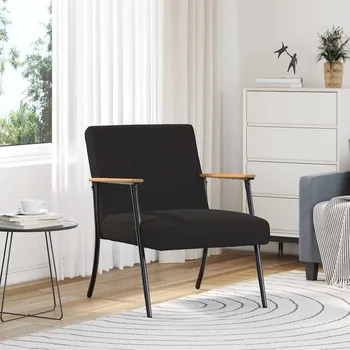 Křeslo vidaXL křeslo Černá 59 x 75 x 78 cm Kudrnatá látka podobná vlně