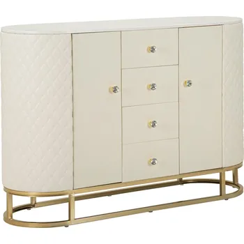 Komoda Komoda Sharon 120 cm ekokůže krémová/zlatá