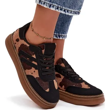 Dámské tenisky DÁMSKÉ TENISKY NA PLATFORMĚ ŠNĚROVACÍ ČERNÉ VEL. 39