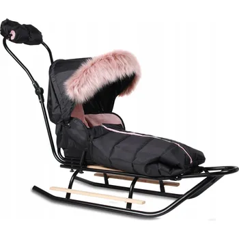 Sáně NELLYS Sáňky DELUX s kompletním vybavením + rukávník zdarma - černý,růžový