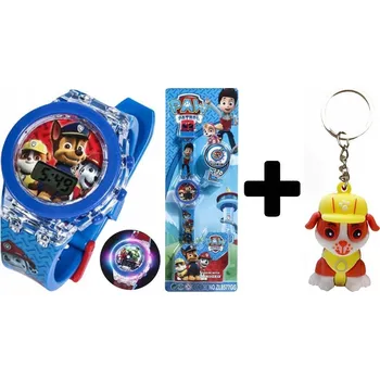 Hodinky Dětské hodinky Tlapková patrola pro chlapce, dětské LED, svítící + PŘÍVĚSEK NA KLÍČE