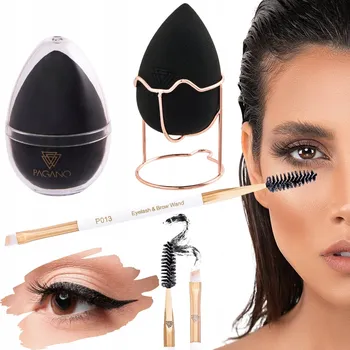 Kosmetický štětec Sada Oboustranný Štětec na Obočí + Houbička na Make-up