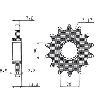 Řetězová sada pro motocykl SUNSTAR PŘEDNÍ ŘETĚZOVÉ KOLO 2078 15 APRILIA 1000, BMW F 800 (JTF704.15) (ŘETĚZ 525) (207815JT)