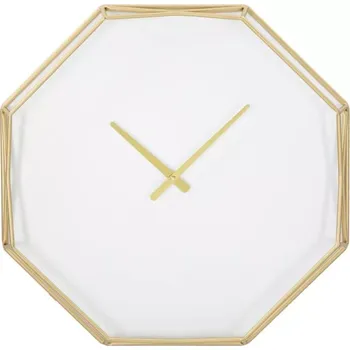 Hodiny Kovové nástěnné hodiny Octagonal 56 cm zlaté/bílé