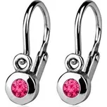 CS1210-F Dětské náušnice stříbrné, tmavě růžové zirkony