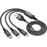 HOCO 3v1 super nabíjecí kabel Lightning+USB-C+MicroUSB Barva: Černá