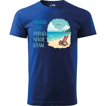 Sablio Tričko s potiskem Pořád někde lítám - modré XL