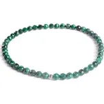 AN502-17 Minerální náramek přírodní Malachit a stříbro AG925