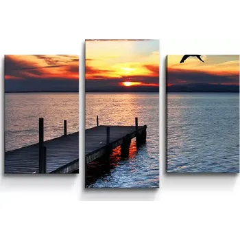 Obraz Sablio Obraz - 3-dílný Západ slunce nad molem - 75x50 cm