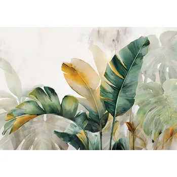 Fototapeta FOTOTAPETA LISTY ABSTRAKCE ZELENÁ NA ZEĎ LOŽNICE OBÝVACÍ POKOJ 400x280