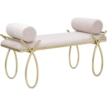 Zahradní lavice Lavice Ribbon 112 cm samet zlatá/růžová