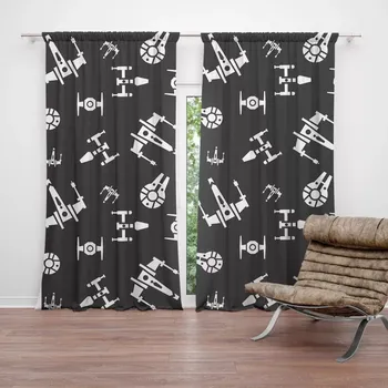 Závěs Sablio Závěs Star Wars Vesmírné lodě Pattern: 2ks 140x250cm