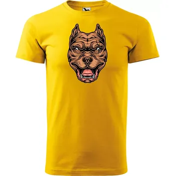 Sablio Tričko s potiskem Pitbull Brown - žluté 2XL