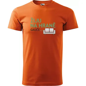 Pánské tričko Sablio Tričko s potiskem Žiju na hraně - oranžové S