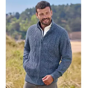 Pánský svetr Atlas For Men Pletený propínací svetr zateplený fleecem, Modrá, Velikost XL Q1133