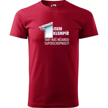 Pánské oblečení Sablio Tričko s potiskem Jsem klempíř, taky máš nějakou superschopnost? - červené S
