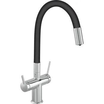 Novaservis Dřezová stojánková baterie Filtrata s elast. ram,černá-chrom BFT41B