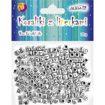 Dětské navlékací korálky Korálky s písmenky 50ks 6x6mm, stříbrné<br />