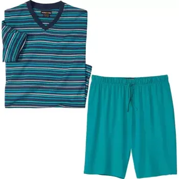 Pánské pyžamo Atlas For Men Krátké pruhované pyžamo na léto Modrá M