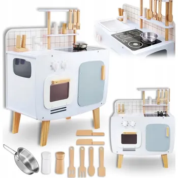 Dřevěná hračka DĚTSKÁ KUCHYŇSKÁ DŘEVĚNÁ RETRO HRAČKA BOHO VZDĚLÁVACÍ MODRÁ DÁREK