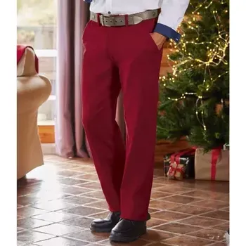 Atlas For Men Sváteční chino kalhoty, Červená, Velikost 66 K7154
