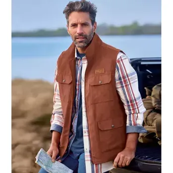 Atlas For Men Vesta z imitace semiše s praktickými kapsami, Oranžová, Velikost 3XL Q0116