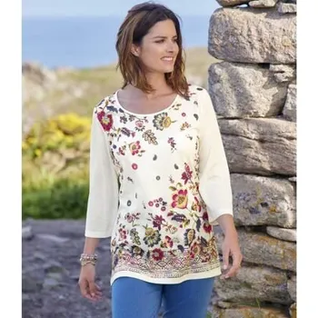 Dámské tričko Atlas For Men Tunika s květinovým potiskem, Bílá, Velikost 52-54 ZR002