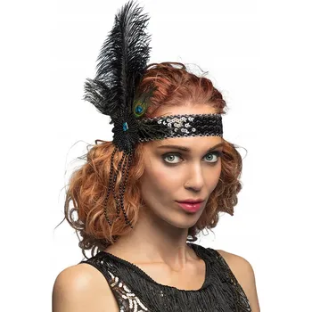 Čelenka Retro čelenka s peřím na Silvestra a Nový rok