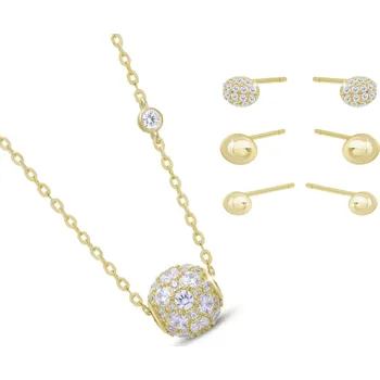 Řetízek SET 352 Stříbrný řetízek s korálkem a sada náušnic