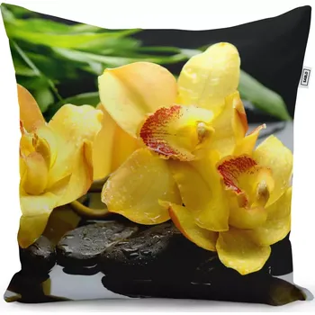 Polštář Sablio Polštář Žluté orchideje - 50x50 cm