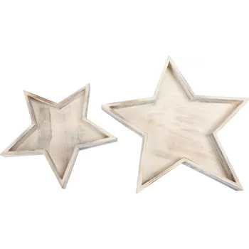 Vánoční dekorace Dřevěný dekorativní tác sada 2 kusů