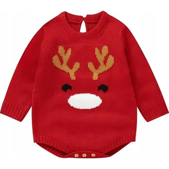 Vánoční Kojenecké body Sobíček červené, velikost 62 cm