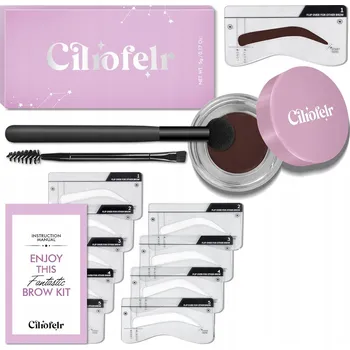 Tužka na obočí Sada na obočí 3v1 šablony pomáda štěteček voděodolný tmavě hnědá