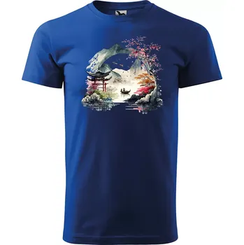 Pánské tričko Sablio Tričko s potiskem Japan - modré 5XL