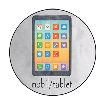 magnetka pro dítě Magnetka pro děti – Mobil / tablet, ručně malovaná, 37 mm