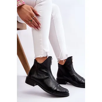 Dámské kozačky Zazoo 2785 Kožené Boty Na Zip Barva: Černá, Velikost: 39