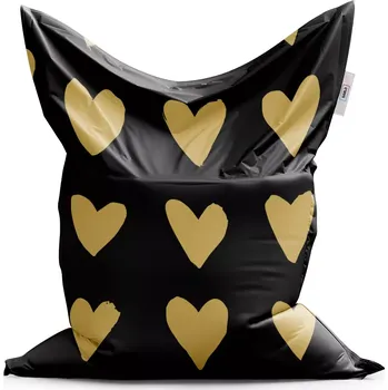 Sedací pytel Sablio Sedací vak Classic Zlatá srdíčka - 150x100 cm