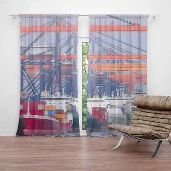 Závěs Sablio Závěs Lodě v přístavu: 2ks 140x250cm