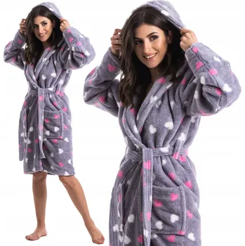 Dámský župan Nadýchaný teplý župan s kapucí L/XL heboučký