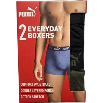 Boxerky PUMA EVERYDAY Pánské boxerky 2-pack ČERNÁ ZELENÁ M