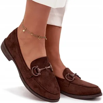 Dámské mokasíny Dámské mokasíny z eko semiše s ozdobným detailem, čokoládové, velikost 38