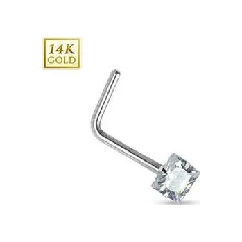 Piercing ZL01030C-WG Zlatý piercing do nosu čirý zirkon, Au 585/1000
