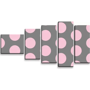 Obraz Sablio Obraz - 5-dílný Velké růžové puntíky - 100x60 cm