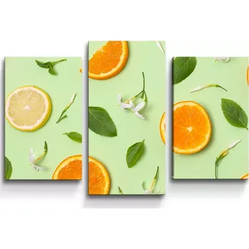 Obraz Sablio Obraz - 3-dílný Citrus a květ - 75x50 cm